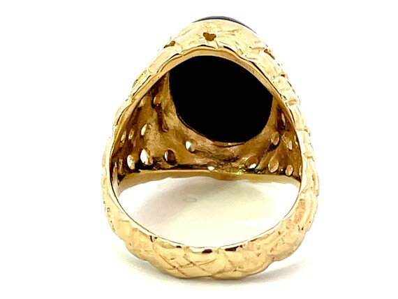 Black Oval Onyx Cabochon Ring in 14k Yellow Gold - image 5