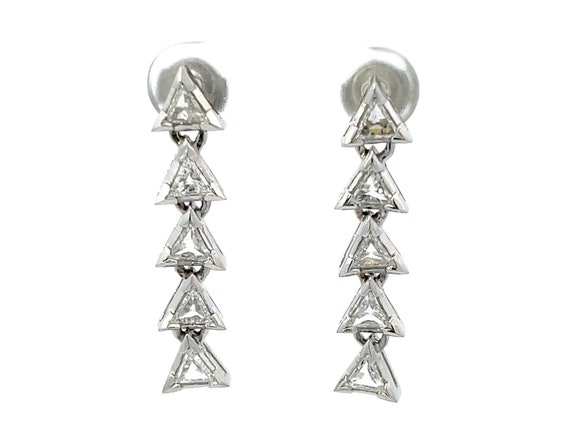 Trillion 1.63 ctw Diamond Dangly Earrings In Plat… - image 1