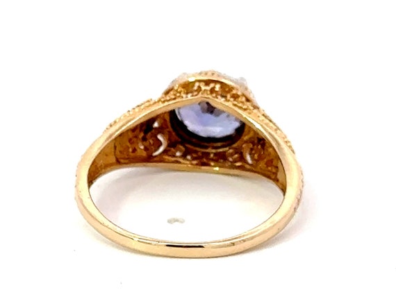 Blue Purple Round Tanzanite Filigree Ring 14k Whi… - image 7