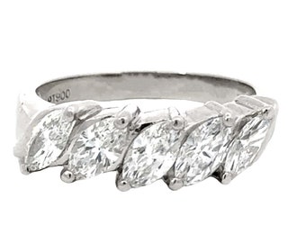 5 Marquise 1.50 Karat Diamant Bandring Platin