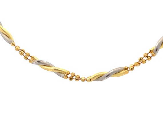 18k Yellow Gold and Platinum Chain Link Necklace - image 4