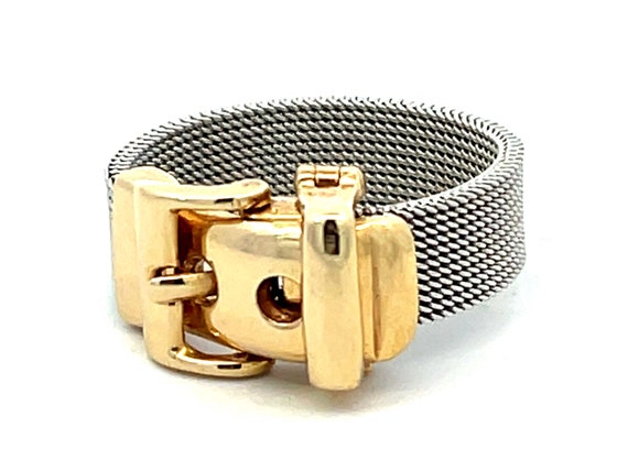 Functional Two Toned Gold Belt Ring in 14K - image 4