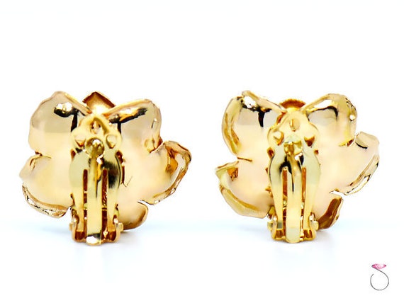 MING'S Hawaii 3D rose Earrings 14K Yellow Gold - image 4
