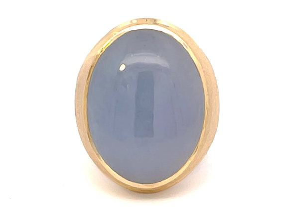 Lavender Oval Cabochon Jade Ring with Satin Finis… - image 1