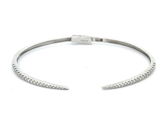 Open Claw Diamond Bangle in 14K White Gold - image 1