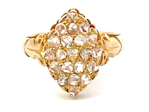 Antique European Rose Cut Diamond Ring in 18K Yel… - image 1