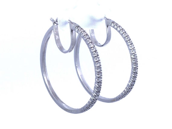 Diamond Hoops in 18K White Gold - image 4