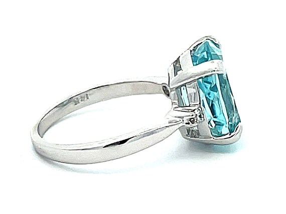 Cushion Cut Aquamarine and Diamond Ring in 14k Wh… - image 5