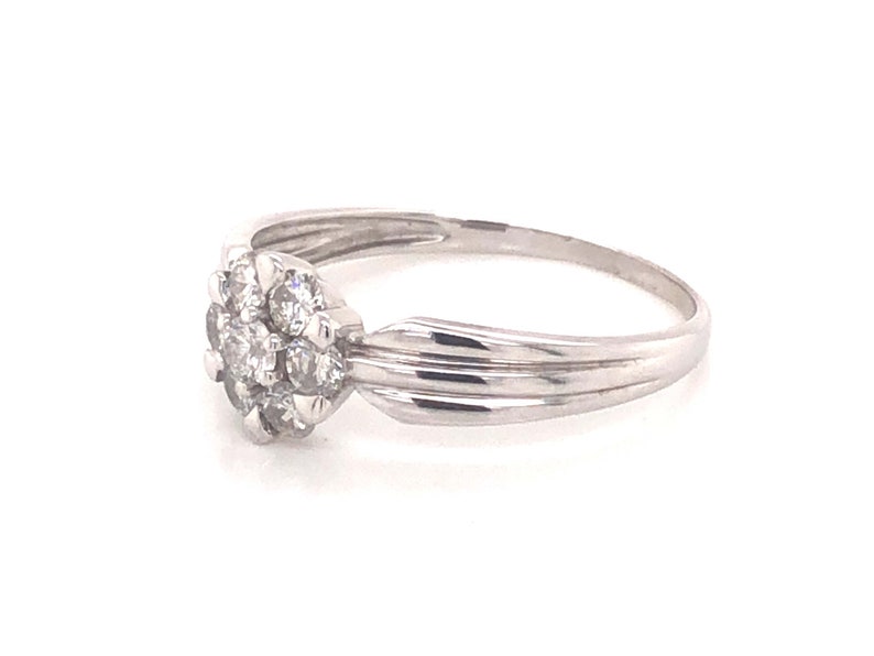Diamond Flower Promise Ring 14k White Gold Etsy