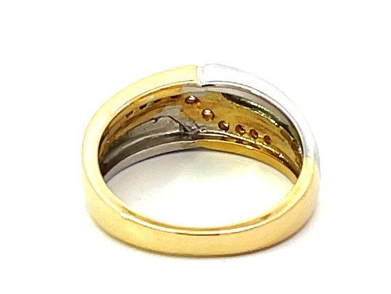 Two Toned Gold Mens Ring with Diamonds 14K Yellow… - image 7