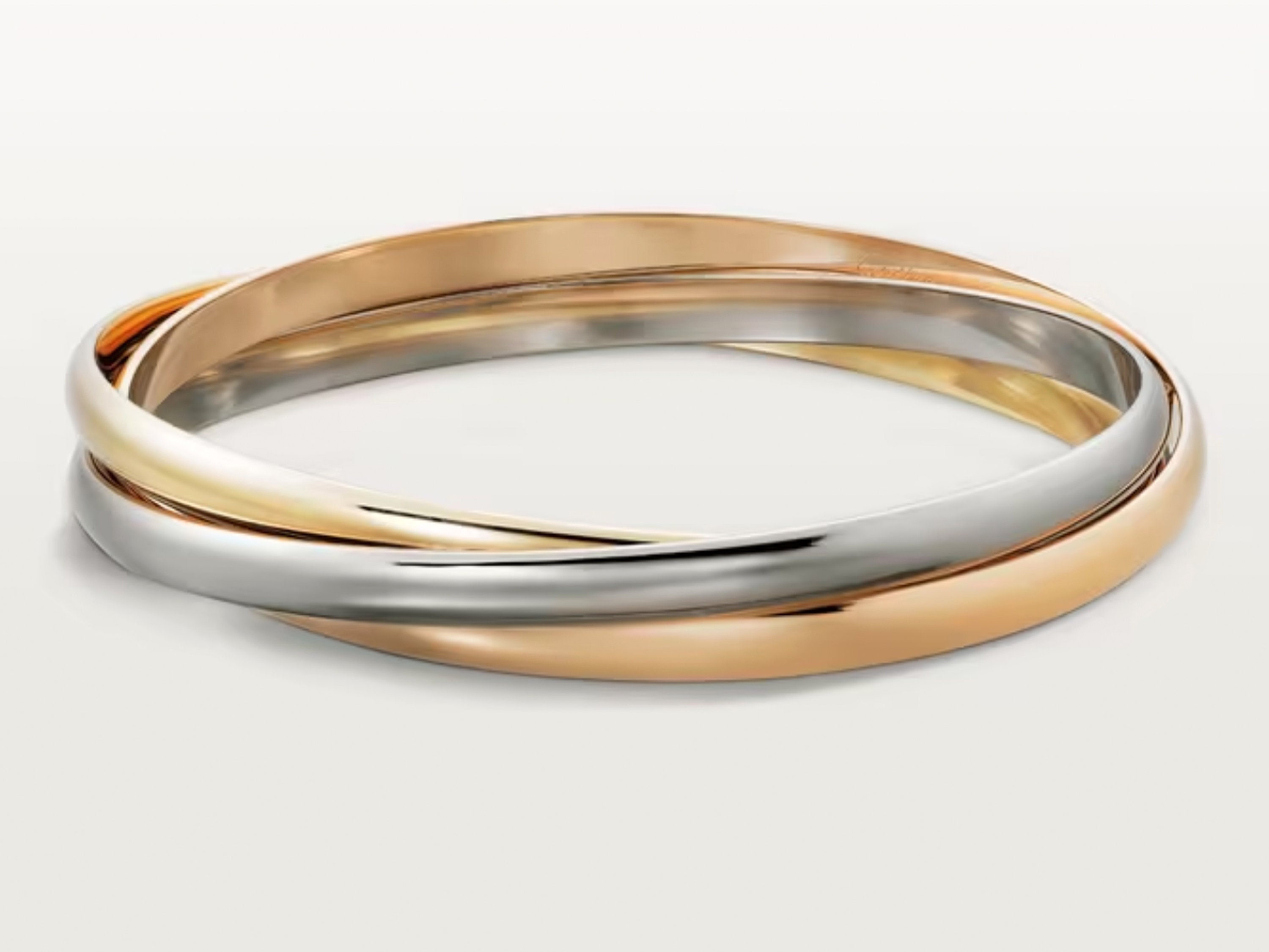 Cartier Trinity Bracelet in 18K White Yellow and Rose Gold Etsy