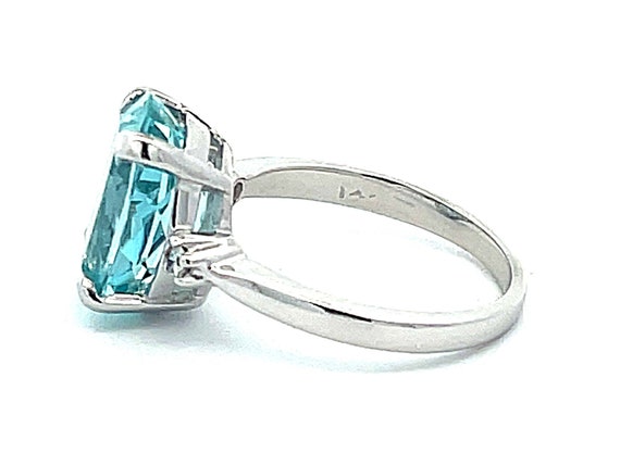 Cushion Cut Aquamarine and Diamond Ring in 14k Wh… - image 6