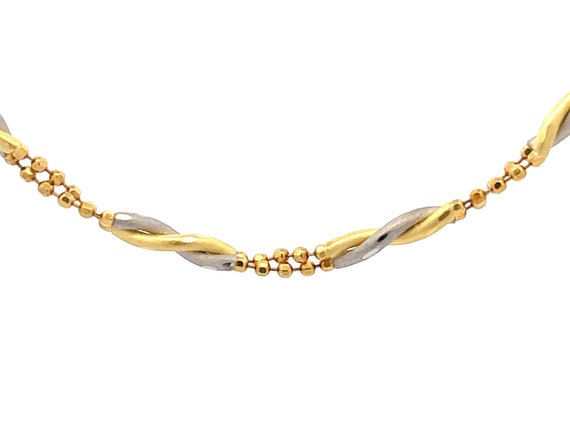 18k Yellow Gold and Platinum Chain Link Necklace - image 1