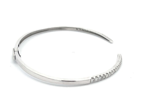Open Claw Diamond Bangle in 14K White Gold - image 6