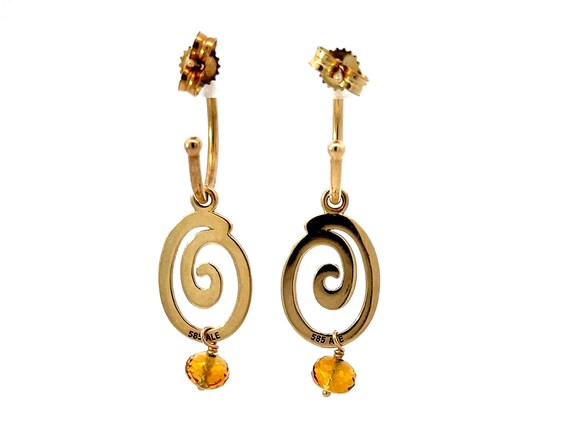 Pandora Gold Swirl Drop Earrings in 14k Yellow Gold Etsy