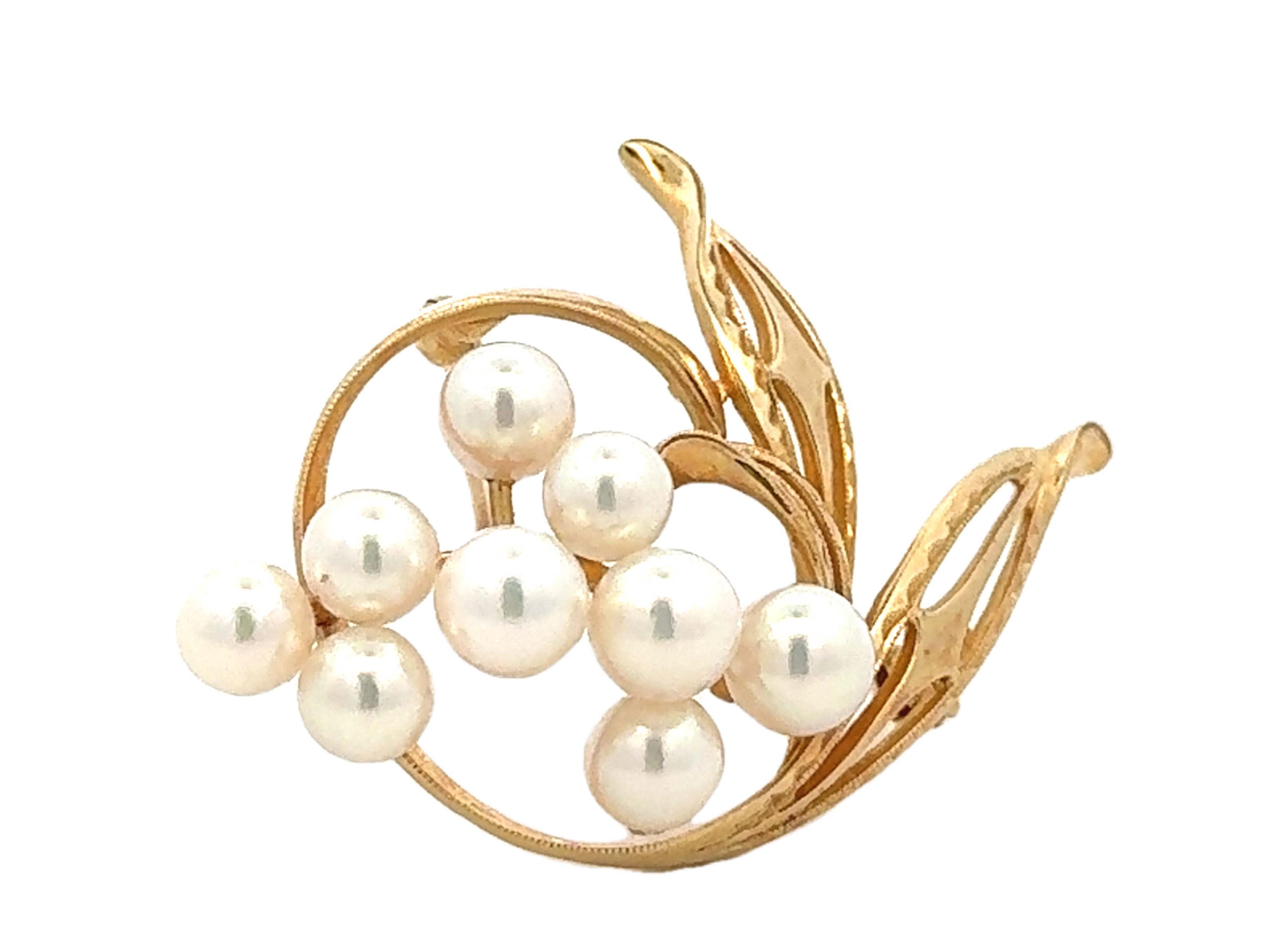Mikimoto Pearl Brooch 14k Yellow Gold - Etsy India