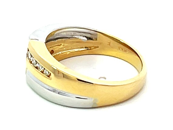 Two Toned Gold Mens Ring with Diamonds 14K Yellow… - image 6
