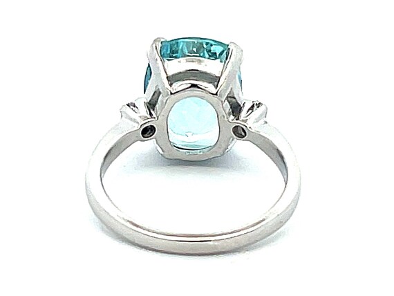 Cushion Cut Aquamarine and Diamond Ring in 14k Wh… - image 7