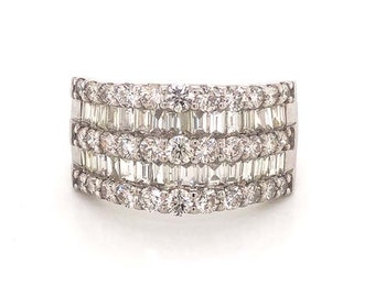 5 Row Wide Diamond Band in Platinum