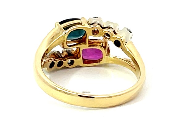 Ruby and Sapphire Diamond Ring in 14k Yellow Gold - image 7