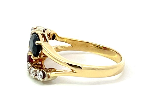 Ruby and Sapphire Diamond Ring in 14k Yellow Gold - image 6