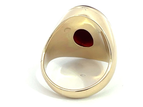 Red Brown Mottled Oval Cabochon Jade Ring in 14k … - image 7