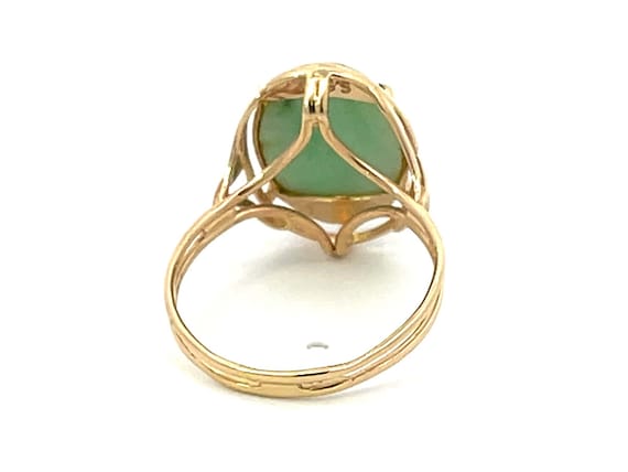 Mings Oval Green Cabochon Jade Ring 14k Yellow Go… - image 7