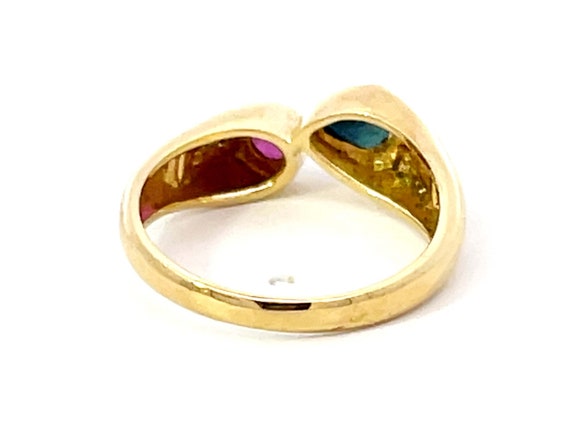 Blue Sapphire Red Ruby Diamond Ring 14k Yellow Go… - image 7