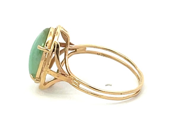 Mings Oval Green Cabochon Jade Ring 14k Yellow Go… - image 6