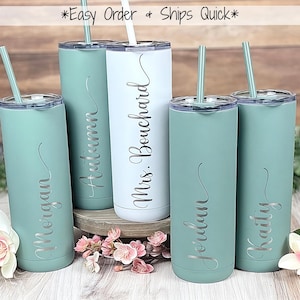 Laser Engraved Personalized Tumbler-20 oz Bridesmaid Tumbler Insulated Cup-Bachelorette Tumblers-Vacation-Girls Trip Tumbler-Wedding Tumbler