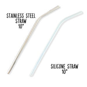 Silicone Straw-Stainless Steel Straw-10 inch Straw-Replacement Straw for Tumblers-White Silicone Straw-10&quot; Stainless Steel Straw