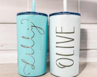 LAST CHANCE- Personalized 12 oz. Maars Skinny Mini Tumbler-Laser Engraved Tumbler for Kids W/ Straw-Flower Girl Gift-Cocktail Tumbler