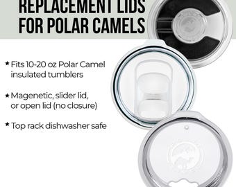Polar Camel 20 oz Tumbler Replacement Lid | Magnetic Lid | Slider lid | Open Style Lid | Lid for 10, 15, 16, 20 oz. Polar Camel Tumblers