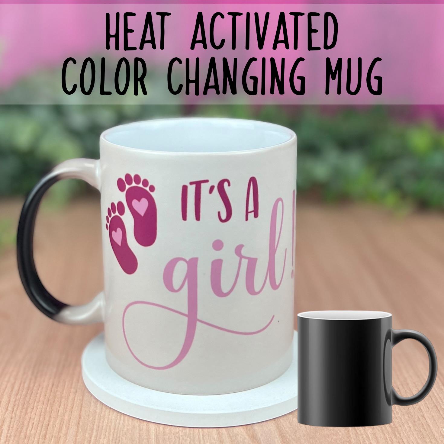 Gender Reveal Mug-It's a Girl Mug-It's a Boy Mug-11 oz. Color Changing Mug-Baby Girl-Baby Boy-Heat Changing Mug-New Grandparent Gift
