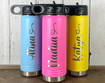 Personalized 20 oz. Water Bottle-Laser Engraved-Gift for Her-Gift for Him-Back To School-Custom Water Bottle-Groomsman Gift-Bridesmaid Gift