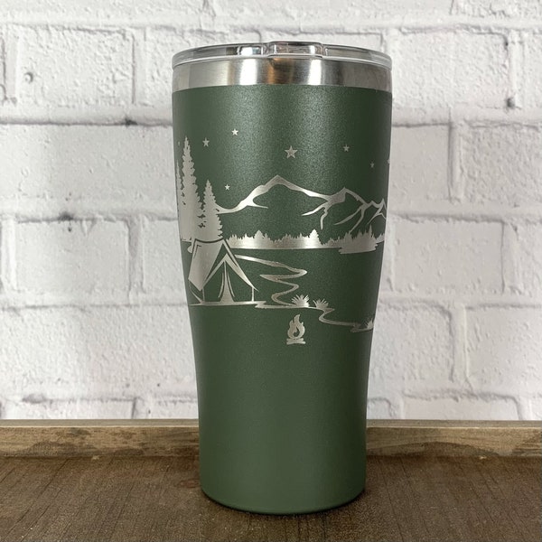 DISCONTINUED TUMBLER: Personalized 20 oz. Insulated Tumbler-Laser Engraved Tumbler-Camper Gift-Gift for Him-Army Green Tumbler
