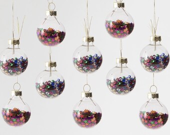 Set of 12 Star Filled Glass Baubles Set of 12 Star Filled Glass Baubles