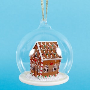 Gingerbread House Dome Glass Seaside Dec Christmas Tree Hanging Decoration Festive Novelty Ornament Holiday Gifts Tree Personalised Name