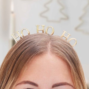 Ho Ho Ho Gold Metal Kersthoofdband Kerstfeest Haaraccessoires Alice Band Stocking Filler Feestelijke Sparkly Party Fun Accessoire Vakantie