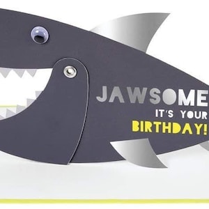 Bajo el mar Tiburón Jawsome Tarjeta de felicitación de cumpleaños con sobre Mensaje de feliz cumpleaños Pez infantil Tiburón Mandíbulas Criatura marina