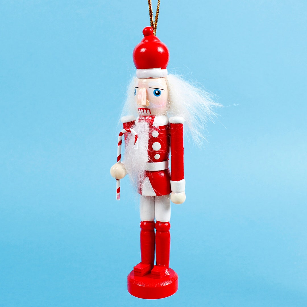 Nutcracker Bauble Wooden Candy Cane Christmas Tree Hanging Decoration