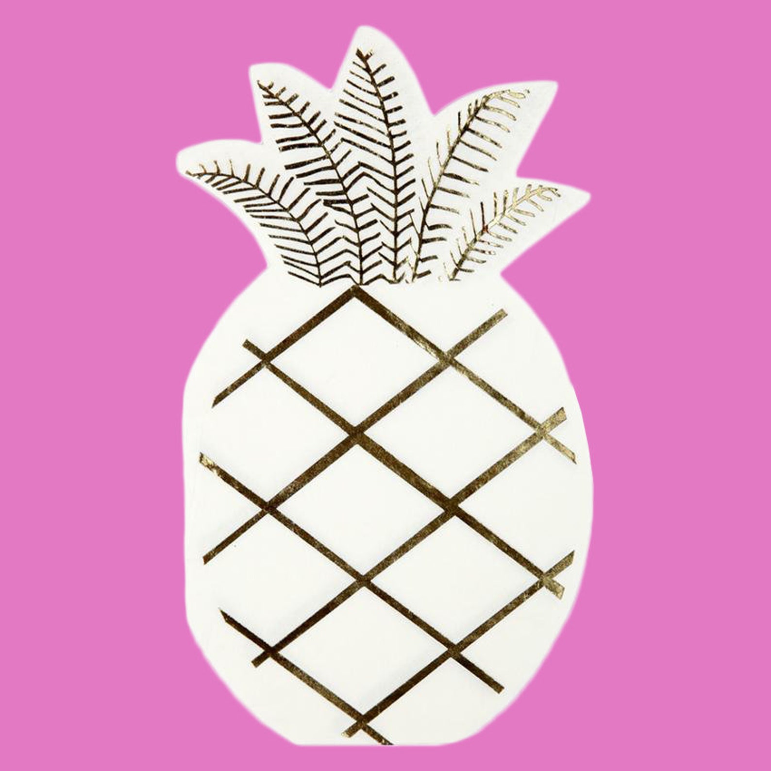 Gold Foil Pineapple Napkins Pack of 16 for Fun Birthday Party Easter