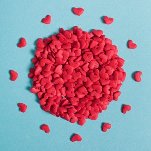 Red Hearts Confetti Sprinkles Valentines Day Love Cake Decorations Suitable for Vegans Gluten Free Shapes Cupcakes Baking
