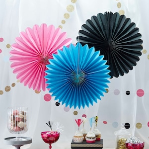 Pink Blue Black Pinwheels Fans Decorations Pack of 3 for Children&#39;s Birthday Party Kids Wedding Graduation Celebration Garland New Year