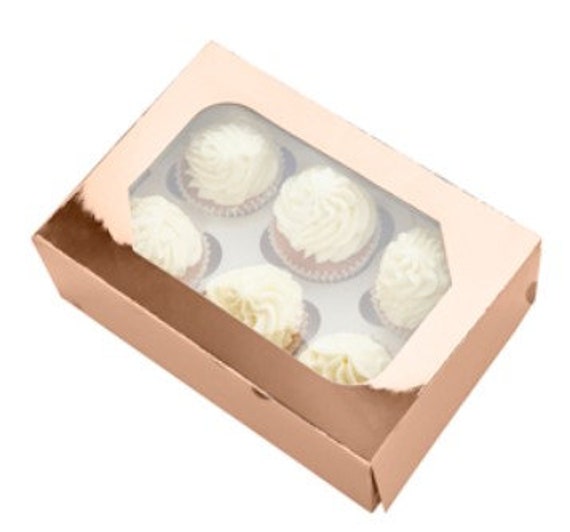 Zinloos Uitgaan van Weinig Rose Gold Cupcake Box Pack of 1 Holds 6 Cupcakes Birthdays - Etsy