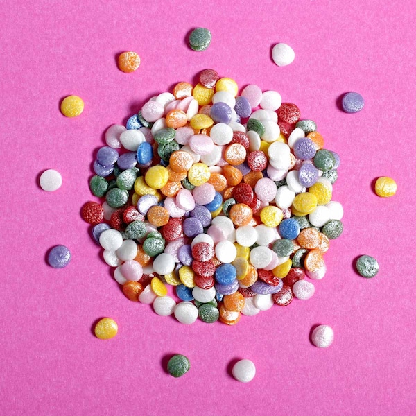 Pastel Rainbow Sequins Confetti Mix Sprinkles Suitable for Vegans Gluten Dairy Free Blue Green Red Orange Yellow Pink Cupcake Baking