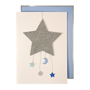 Baby Boy Star Mobile Glückwünsche Karte Grußkarte für die neue Baby Jungen Dusche