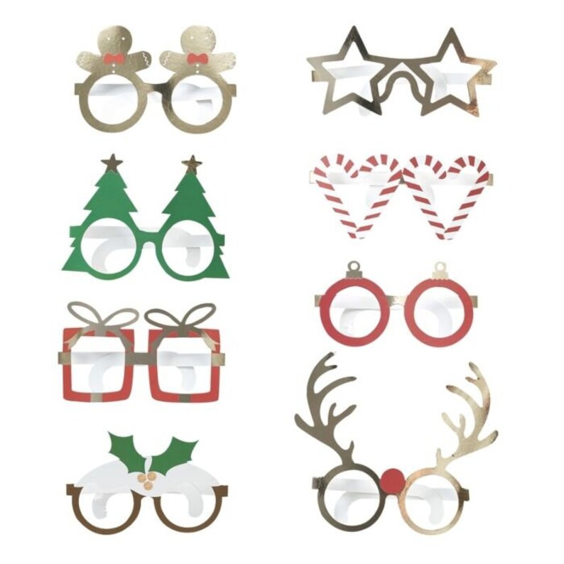 Novelty Christmas Glasses Pack of 8 Xmas Themed Event Party Etsy UK