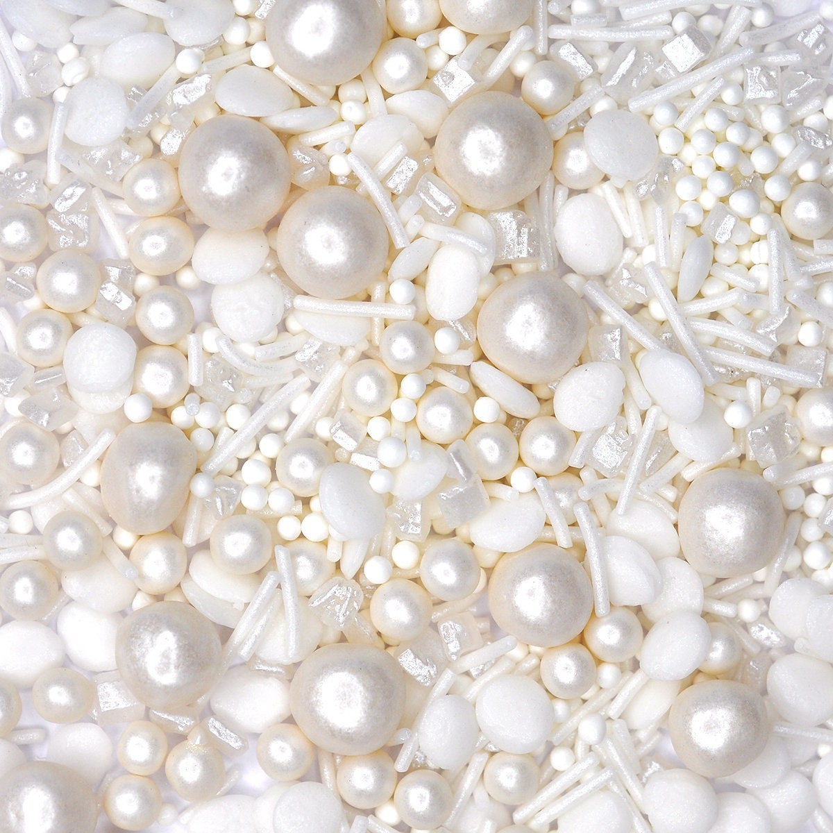 Wedding Baby shower Birthday CAKE 100g WHITE Glimmer Pearls Sprinkles Edible 