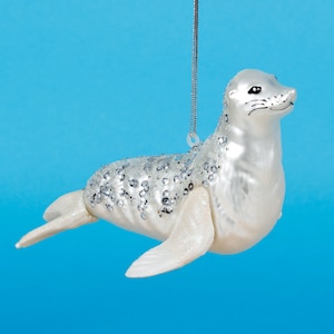 Seal Hanging Glass Seaside Dec Christmas Tree Hanging Decoration Festive Novelty Ornament Holiday Gifts Ocean Xmas Gift Sea White